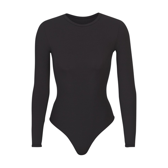 SKIMS LONG SLEEVE CREW NECK BODYSUIT Size XS Small Onyx Black NEW NWT - Picture 4 of 6